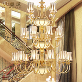 欧式大吊灯美式客厅别墅酒店奢华艺术铜灯复式楼全铜大吊灯