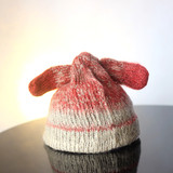 韩国订单秋冬新款可爱渐变色针织帽兔耳朵全棉保暖毛线帽卷边帽子