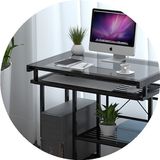 包邮现代简约钢化玻璃架小电脑桌办公书桌写字台式组装黑白色家用