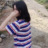 2016夏装新款韩国原宿ulzzang简单蓝红白条纹情侣纯棉短袖T恤
