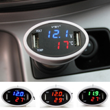 三合一汽车电压表多用车载温度计2.1AUSB手机充电器12-24V可通用