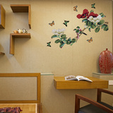 温馨卧室床头沙发树枝藤蔓田园绿叶墙贴纸贴画中式中国风装饰鸟笼
