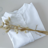 小立领纯棉简约文艺范柔软长袖女式白衬衫 BF风清新宽松纯色衬衣