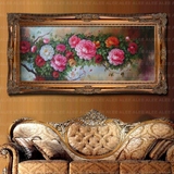 定制油画纯手绘牡丹花卉欧式客厅家居餐厅卧室玄关有框画挂画壁画