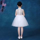 高档白色蕾丝儿童礼服公主裙蓬蓬裙 女童礼服钢琴舞台演出礼服服