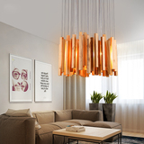 沐登设计师艺术创意个性灯具简约酒店客厅餐厅木艺灯实木冰条吊灯