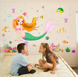 创意家居装饰画儿童可爱墙贴浴室贴画卫生间瓷砖防水贴纸 美人鱼