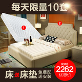 卡楠菲 北欧布艺床小户现代双人床简约1.8米美式型储物床高档布床