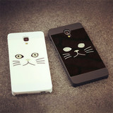 情侣款黑白猫小米4手机壳红米note3亚克力镜面M3保护套小米note硬