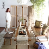 新中式免漆老榆木茶桌椅组合 实木沙发罗汉床圈椅长条凳成套家具