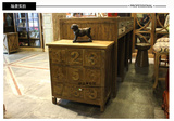 美式乡村原木做旧ABC字母柜子 实木抽屉斗柜咖啡厅复古储物收纳柜