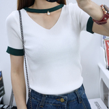2016韩版夏季薄款圆领短袖打底衫修身紧身短袖圆领针织t恤女上衣