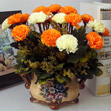 包邮家居装饰花艺仿真花假花客厅餐桌茶几摆放花艺康乃馨套装花瓶