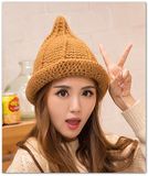 新款韩版秋冬款小孩尖尖帽子母子亲子帽儿童针织毛线帽奶嘴帽男女