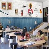 个性墙纸复古怀旧壁纸餐厅咖啡馆商用大型壁画立体地中海风格图案