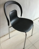 包邮塑料椅子简约现代餐椅办公室接待椅咖啡厅座椅不锈钢电镀腿椅