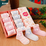 5双装礼盒 卡通袜 手工对目 婴儿袜子 0 1岁 宝宝袜子 1-3岁 棉