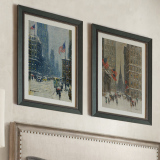 美式乡村挂画雪客厅餐厅装饰画复古创意怀旧壁画油画纽约第五大道