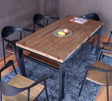 欧式铁艺餐桌 复古实木餐桌椅 酒店桌子办公桌星巴克咖啡桌茶桌
