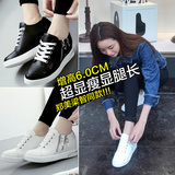内增高学生板鞋 双拉链白色平底平跟女鞋子 新款低帮单鞋韩版潮
