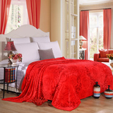 结婚庆毛毯子大红空调毯法兰绒双人毯云貂绒 拉舍尔盖毯床单绒毯