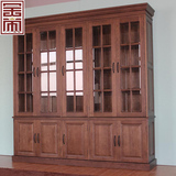 上海金帝全实木书房家具美国红橡木美式乡村五门书柜风格三年质保