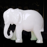 白玉大象摆件一对家居饰品开光招财风水仿白玉石吸财吸水象工艺品