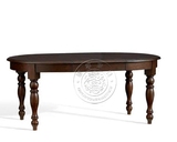 美式餐桌新古典实木餐桌椅组合 法式乡村圆形可伸缩餐桌家具定制