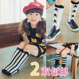 韩版女童运动半截袜子 秋冬新款纯棉儿童中筒袜 过膝足球长筒裙袜