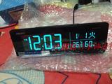 日本seiko/精工70色LED炫彩万年历星期温度湿度闹钟台钟赠变压器