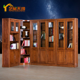 艺品天成100%现代简约自由组合书架书橱单个书柜全实木榆木书柜子