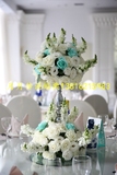 上海tiffany蓝色婚礼布置--tf蓝韩式婚礼双层主桌花鲜花定制出租