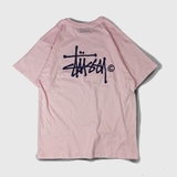 日本线stussy pinky骚粉色美式斯图西同款圆领短袖t恤oversize夏