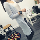 2016春装新款韩国v领针织开衫女休闲宽松毛衣中长款披肩外套上衣