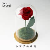 DIVA小王子的玫瑰单支永生花玻璃钟罩表白创意礼物女友七夕包邮