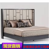 新中式实木床 复古简约单双人床 现代宜家样板房酒店定制板式床