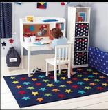 蓝色五星卡通儿童宜家地毯客厅茶几沙发地毯卧室床边手工腈纶地毯