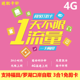 4G香港电话卡1天无限流量手机上网卡旅游 深圳湾福田罗湖口岸自取