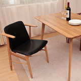 橡木实木小扶手办公书桌椅休闲简约餐椅沙发椅北欧宜家餐椅咖啡椅
