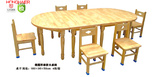 幼儿园早教中心橡木桌椅儿童幼儿园多功能拼桌带脚套防滑实木桌椅