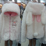 香港IT正品代购潮牌冬新款毛绒外套lalabobo大耳朵小兔子毛呢外套