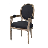 扶手圆背椅宜家风格进口橡木简易欧美梳妆椅餐凳椅休闲咖啡椅做旧