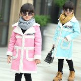 2015特价包邮女童秋冬装新款韩版中大童外套短款粉色毛呢外套
