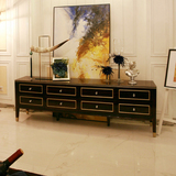 新古典卧室电视柜美式实木斗柜样板房定制描金家具后现代客厅地柜