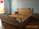 老榆木1.5/1.8米多功能实木储物箱体床 中式免漆经济型双人床定做