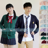 日本女学生校服v领长袖毛衣开衫外套班服 纯棉JK制服针织衫男女