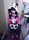 女童童装冬款日本原单水玉圆点超萌熊猫造型空气棉衣外套