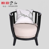 新中式白梅圈椅围椅中式现代软包卧室单人沙发椅实木简约休闲椅子