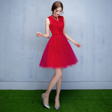 新娘敬酒服短款2016新款夏季红色结婚晚礼服韩版连衣裙晚装显瘦女
