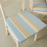 锦色华年哈纹 蓝色条纹 欧式简约 布艺海棉拉链式坐垫 餐椅垫